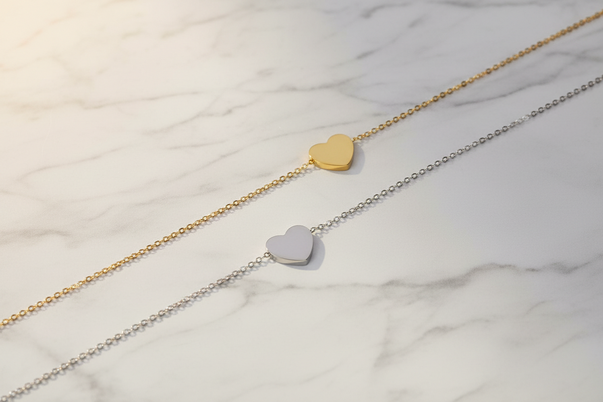 Baby Foot (Real Picture) and Heart Necklace