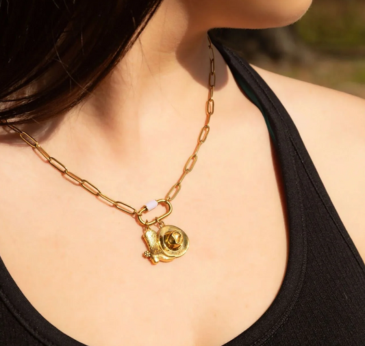 Multi-Color Carabiner Necklace Gold