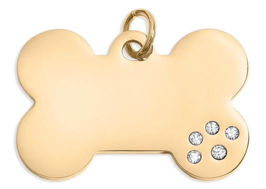 Pet Tag - Bone with CZ LARGE 2"