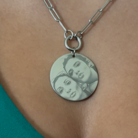 Round 1" Pendant Picture Paperclip Necklace