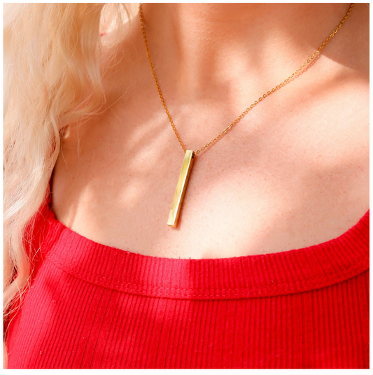 Square 4 Sides Vertical Bar Necklace