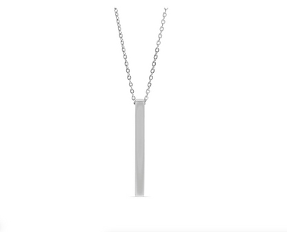Square 4 Sides Vertical Bar Necklace - 18K Gold Coated Stainless Steel