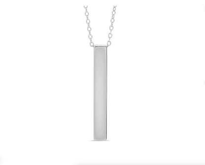 Square 4 Sides Large Vertical Bar Necklace - 18K Gold Coated Stainless Steel