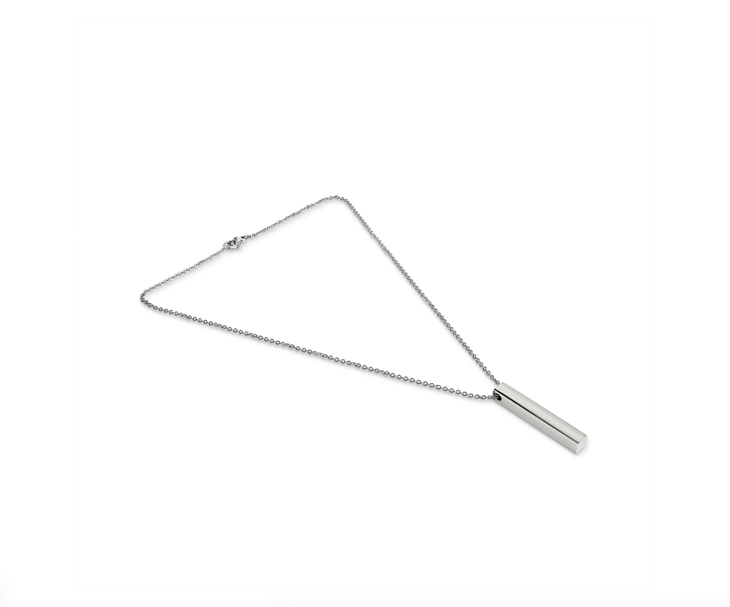 Square 4 Sides Large Vertical Bar Necklace - 18K Gold Coated Stainless Steel