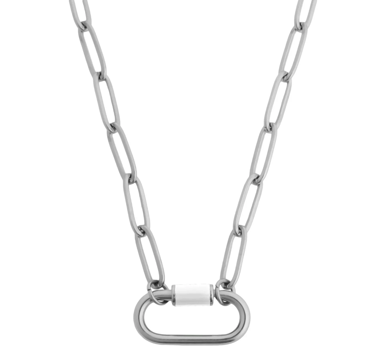 Multi-Color Carabiner Necklace Silver