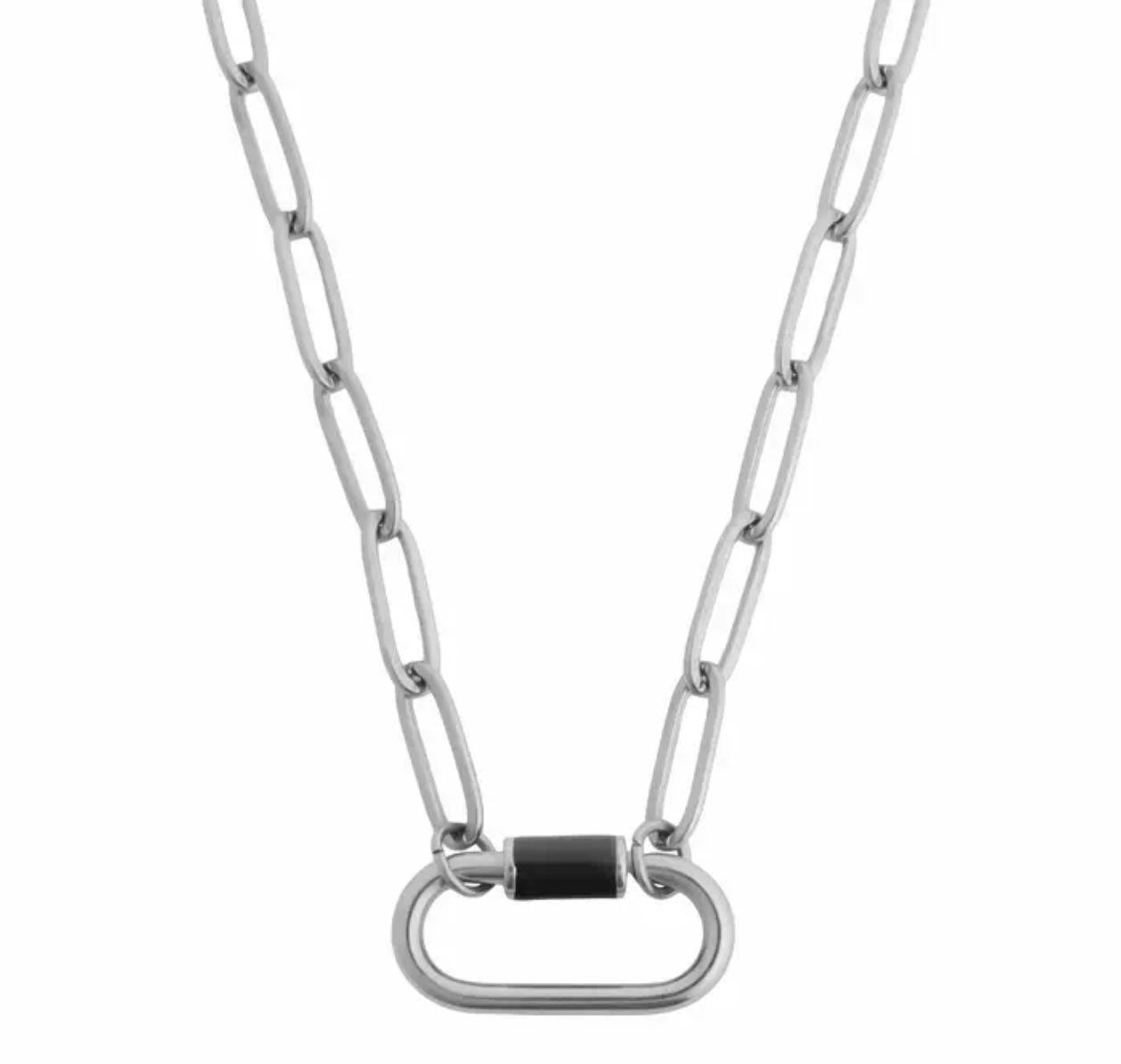 Multi-Color Carabiner Necklace Silver