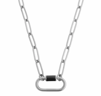 Multi-Color Carabiner Necklace Silver
