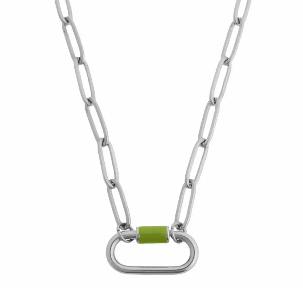 Multi-Color Carabiner Necklace Silver