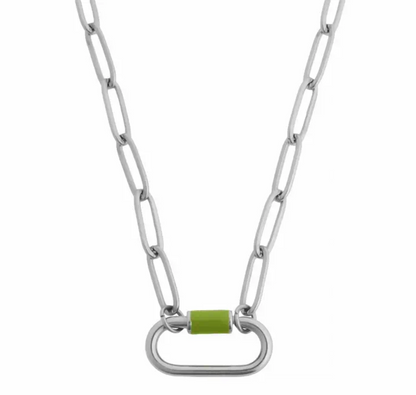 Multi-Color Carabiner Necklace Silver