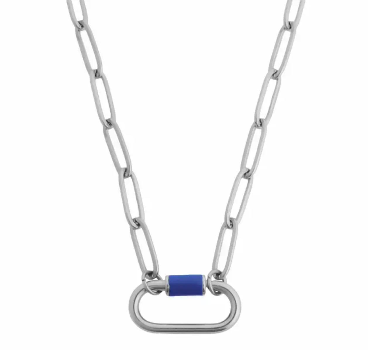 Multi-Color Carabiner Necklace Silver