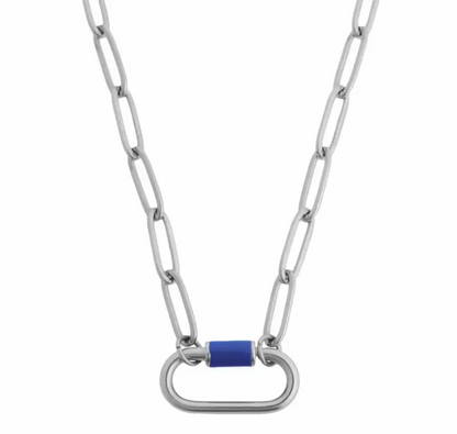 Multi-Color Carabiner Necklace Silver