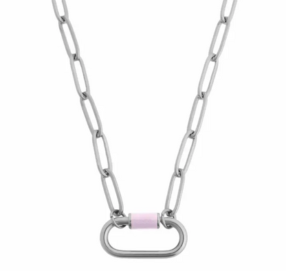 Multi-Color Carabiner Necklace Silver