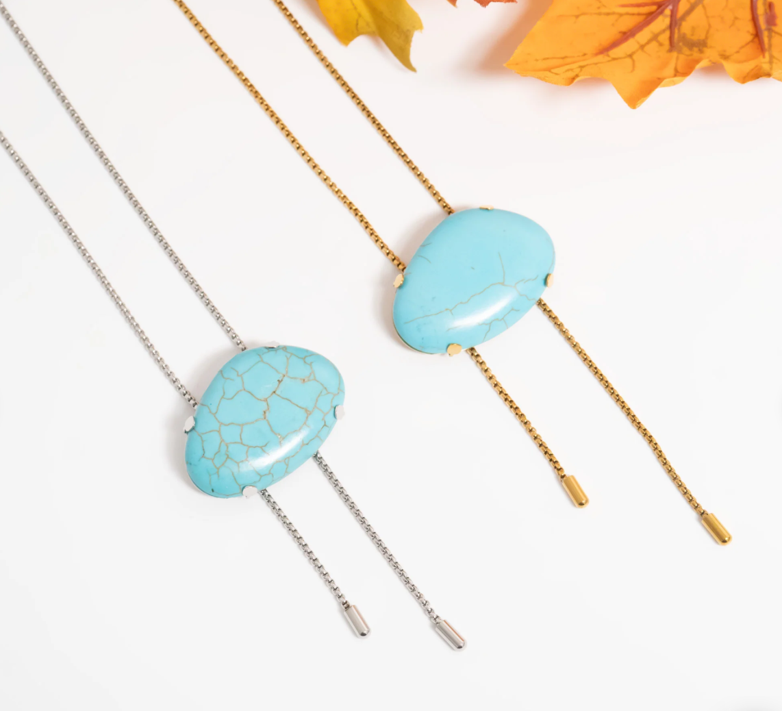 Turquoise Charm Bolo Necklace