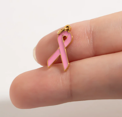 Pink Cancer Ribbon Charm