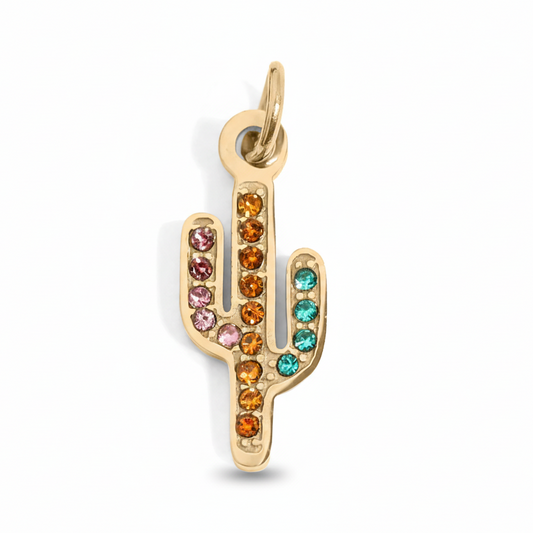 Colorful Cubic Zirconia Cactus Charm