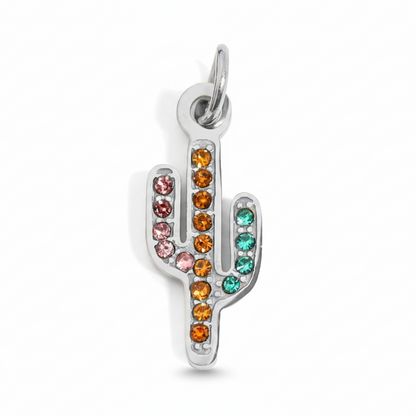 Colorful Cubic Zirconia Cactus Charm