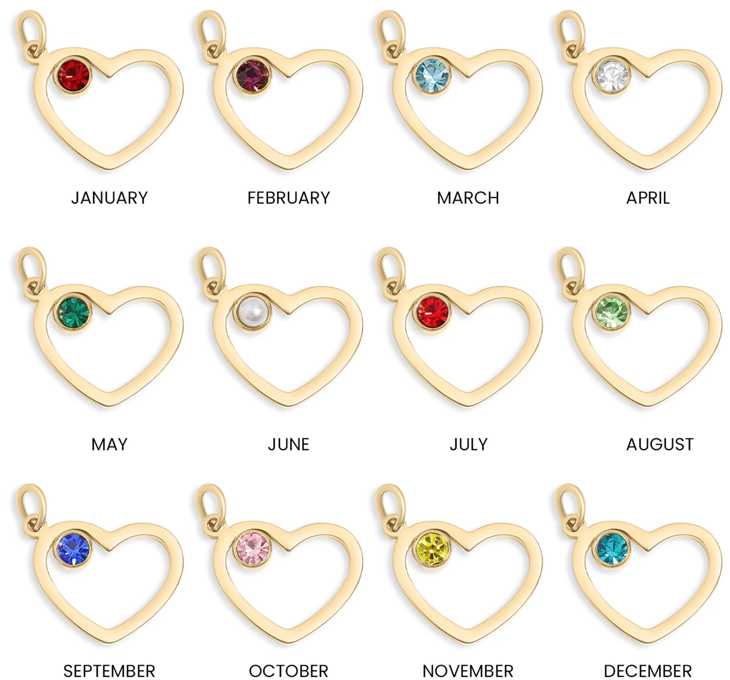 Birthstone Heart Charm