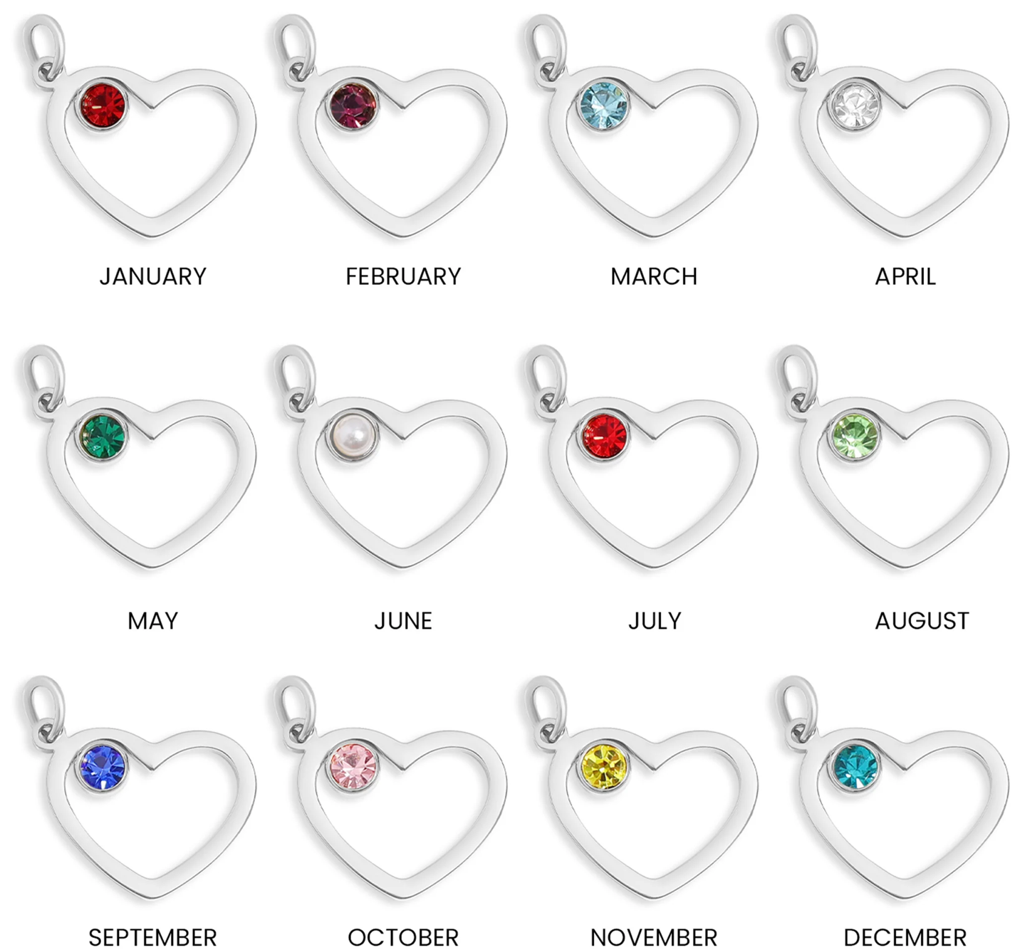 Birthstone Heart Charm