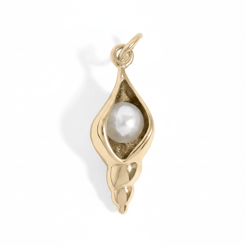 Conch Shell with Pearl Charm