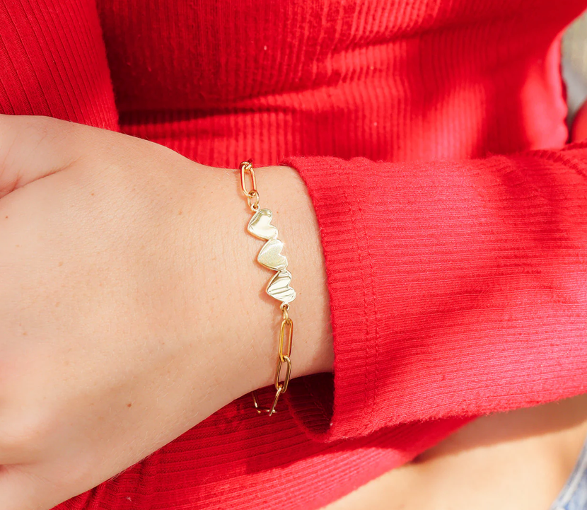 Three initials Heart Paperclip Bracelet