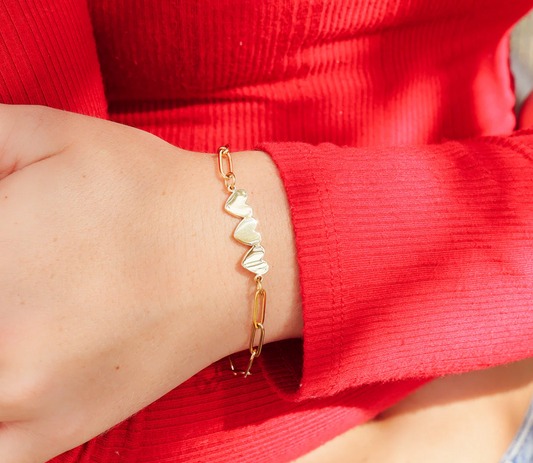 Three initials Heart Paperclip Bracelet
