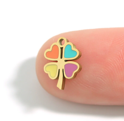 Multi-Color 4 Leaf Clover Charm
