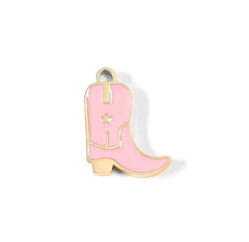Pink Cowgirl Boots Charm