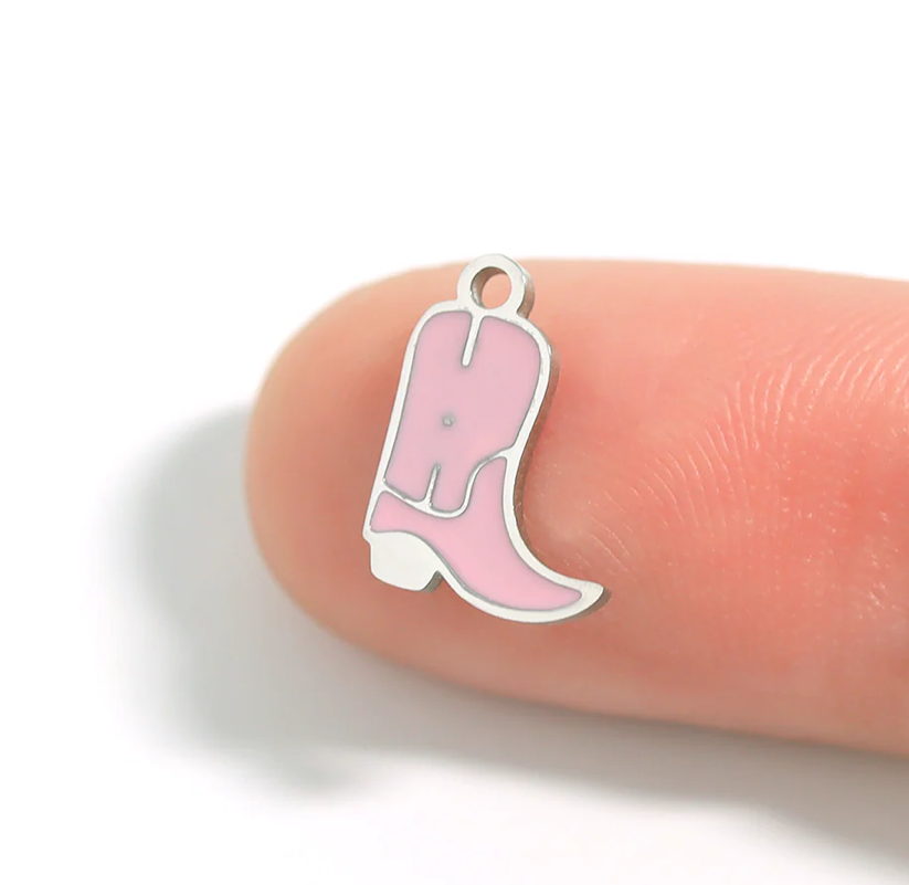 Pink Cowgirl Boots Charm