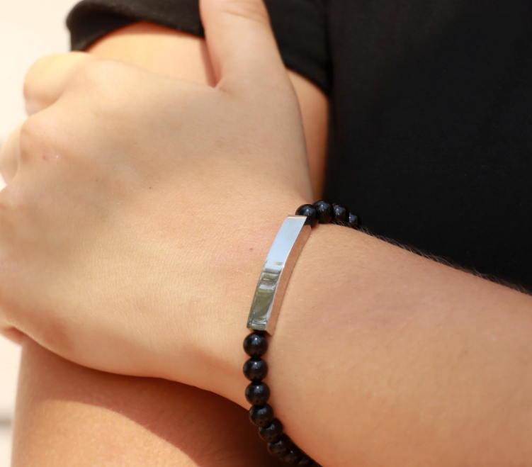 Natural Stone Curved Bar Bracelet