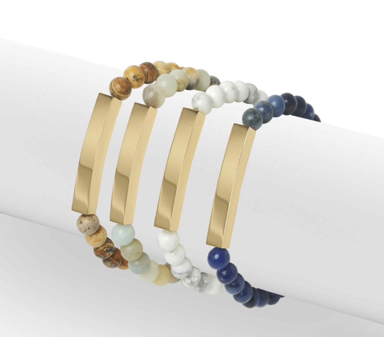 Natural Stone Curved Bar Bracelet