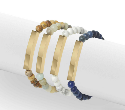 Natural Stone Curved Bar Bracelet
