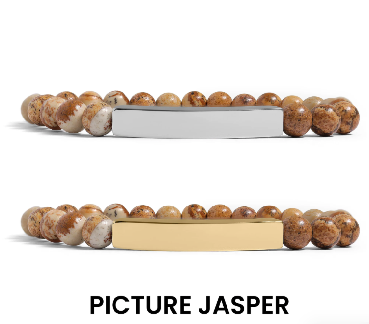 Natural Stone Curved Bar Bracelet
