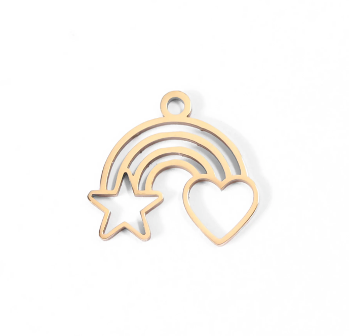 Rainbow Heart and Star Charm