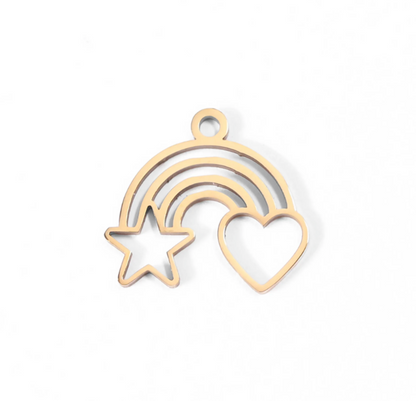 Rainbow Heart and Star Charm