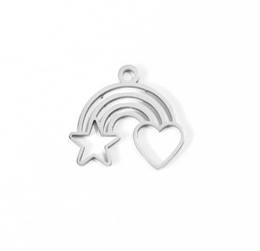 Rainbow Heart and Star Charm