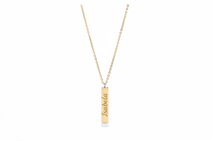 Hidden Message Sliding Blank Bar Necklace- 18K Gold Coated Stainless Steel