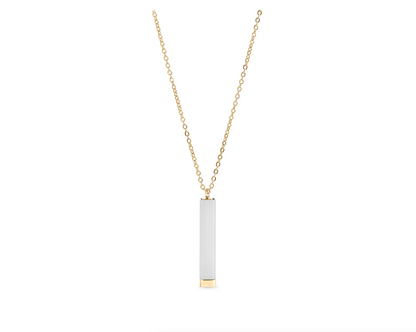 Hidden Message Sliding Blank Bar Necklace- 18K Gold Coated Stainless Steel