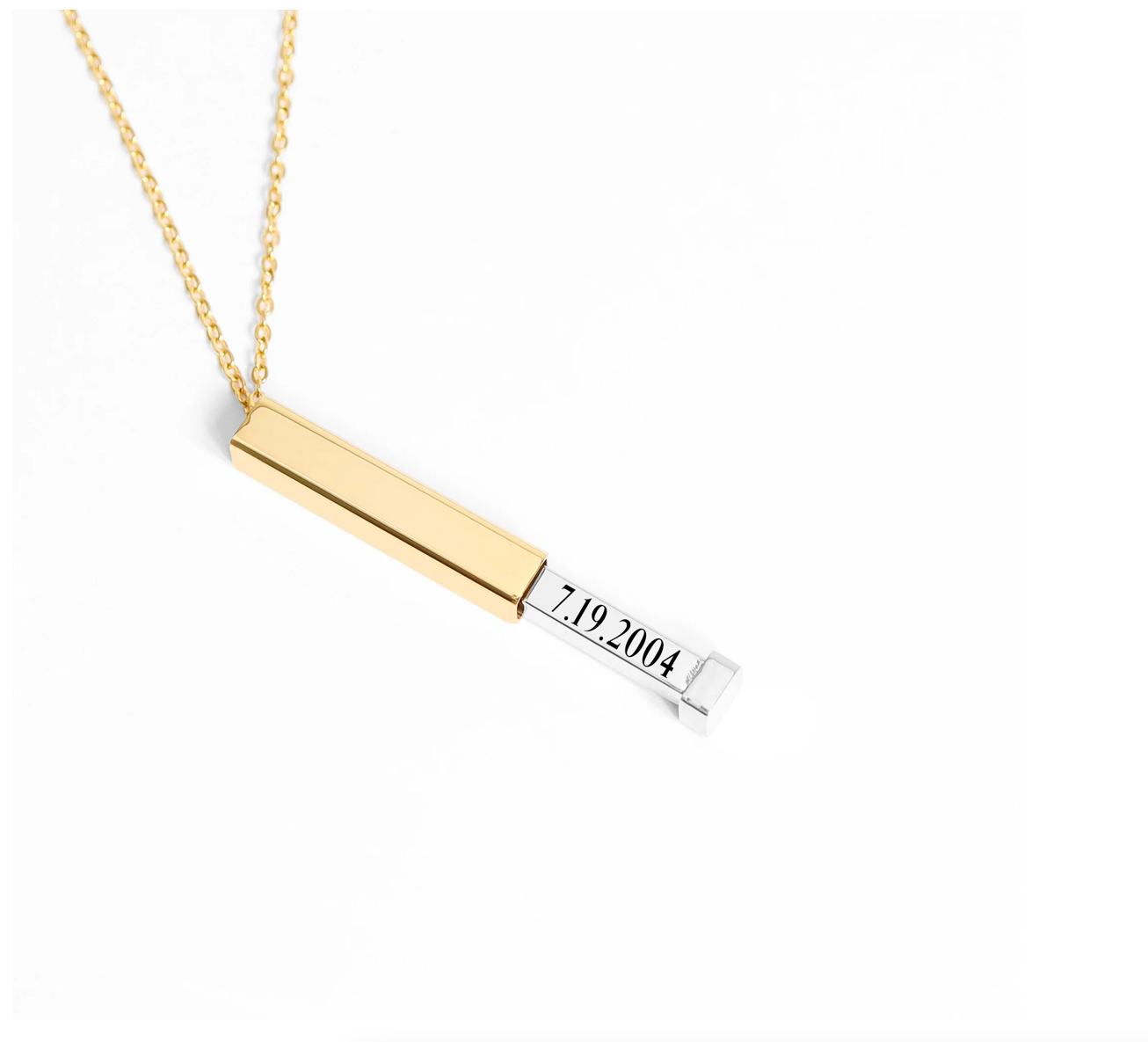 Hidden Message Sliding Blank Bar Necklace- 18K Gold Coated Stainless Steel