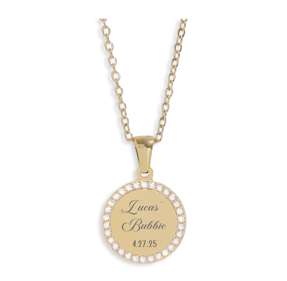 Round CZ Pendant Necklace - 18K Gold Coated Stainless Steel