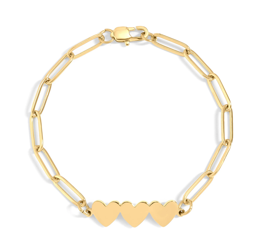 Three initials Heart Paperclip Bracelet