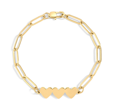 Three initials Heart Paperclip Bracelet