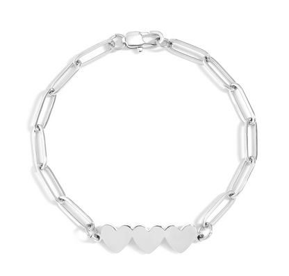 Three initials Heart Paperclip Bracelet