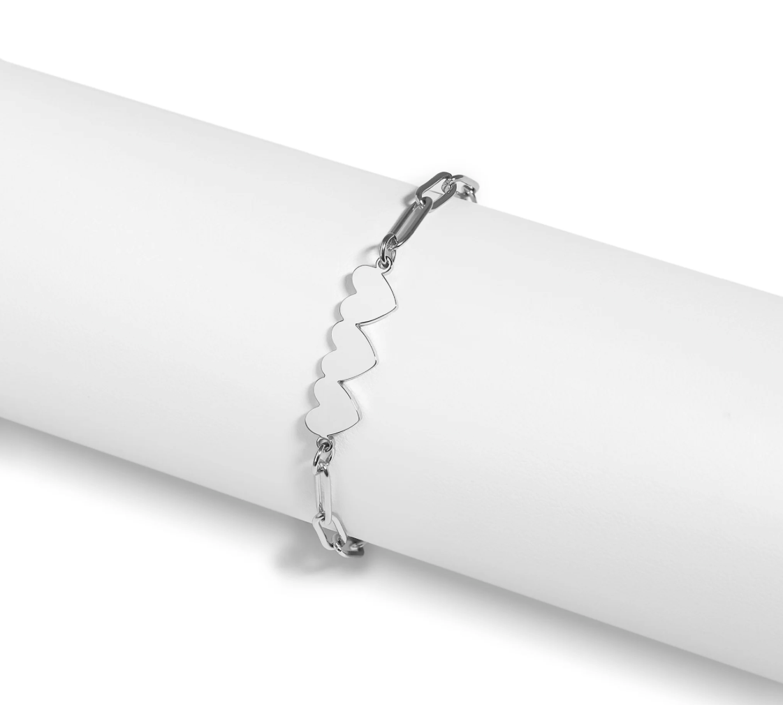 Three initials Heart Paperclip Bracelet