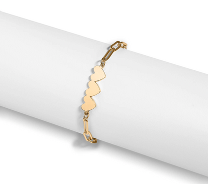 Three initials Heart Paperclip Bracelet