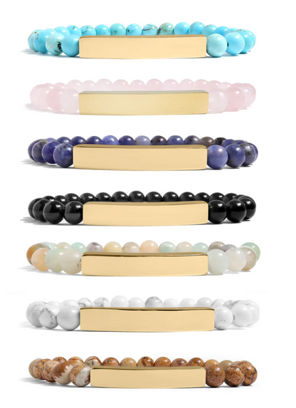 Natural Stone Curved Bar Bracelet