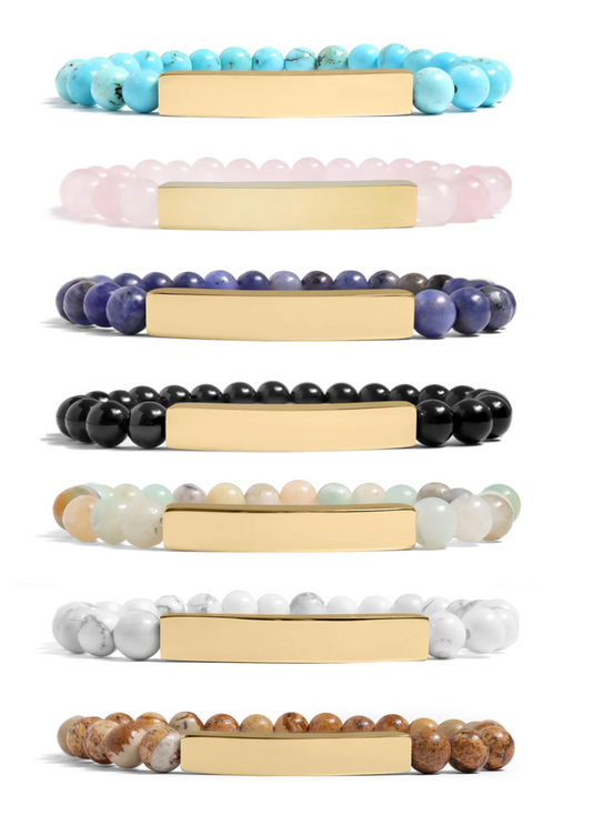 Natural Stone Curved Bar Bracelet
